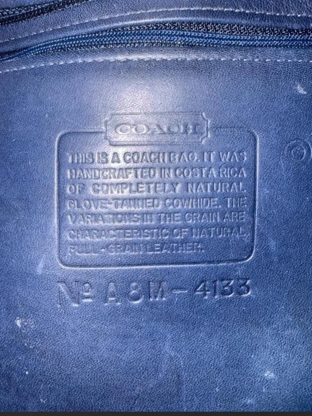 Coach vintage Waverly handbag in navy blue leather with gold hardware